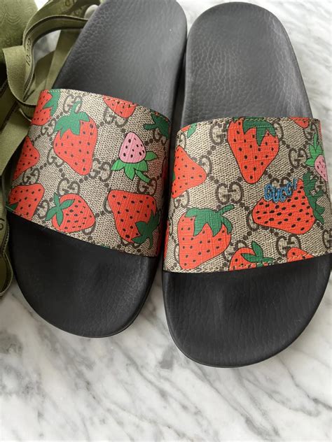 strawberry gucci slides|gucci slides pursuit.